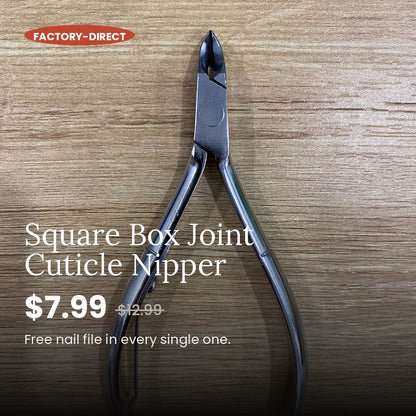 ElisNail square box joint cuticle nipper, salon-grade stainless steel